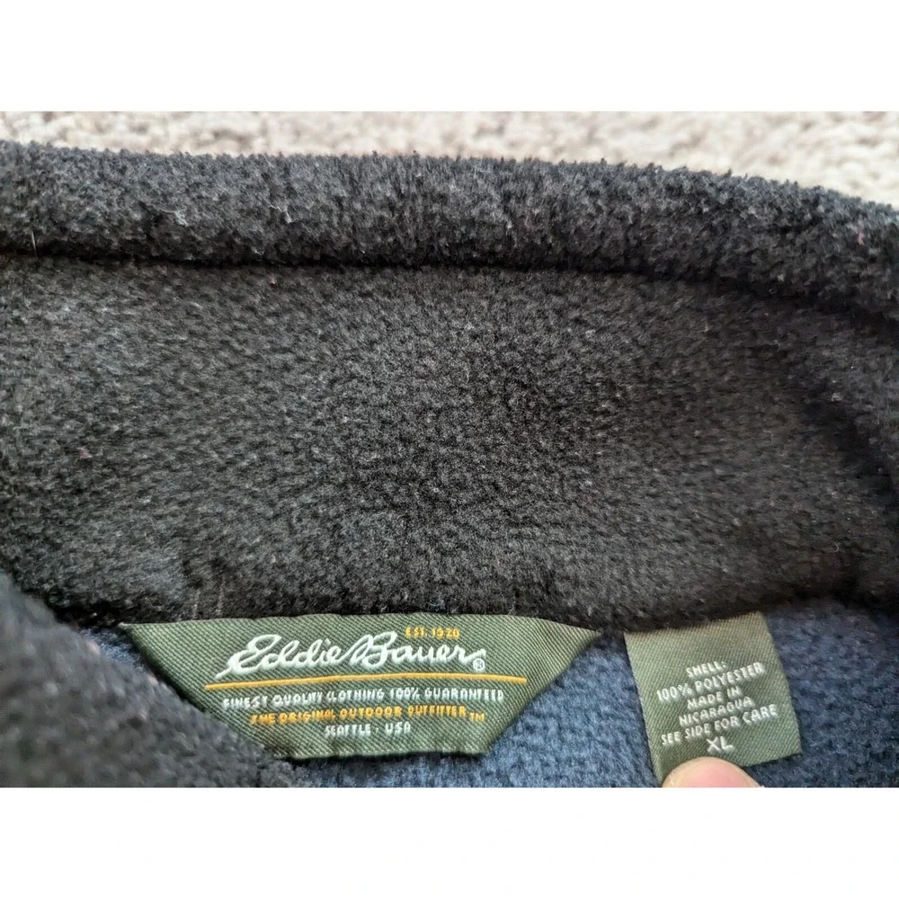 Eddie Bauer Vest‎ Mens Extra Large Full Zip Sweater Fleece Zip Pockets Blue